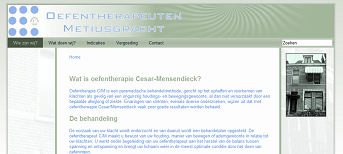 Oefentherapeuten, Cesar, Alkmaar, Methiusgracht, Joomla, CSS, SEO, xhtml, JavaScript, Design, Hosting, php, MySQL met: Joomla CMS voor Oefentherapeuten Joomla CMS voor Oefentherapeuten